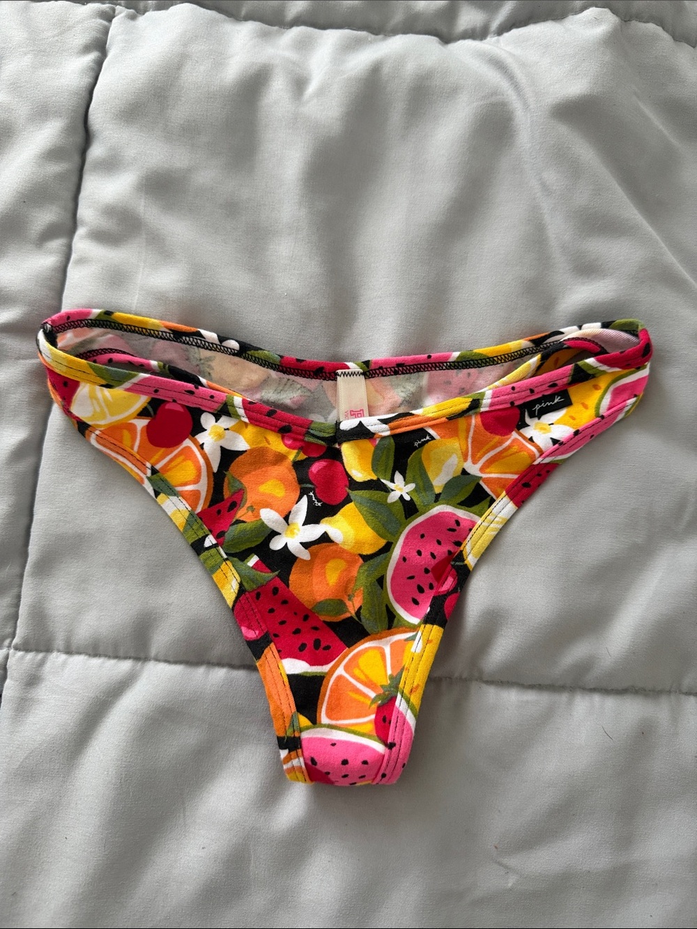 Small Victoria’s Secret, pink fruit pattern thong